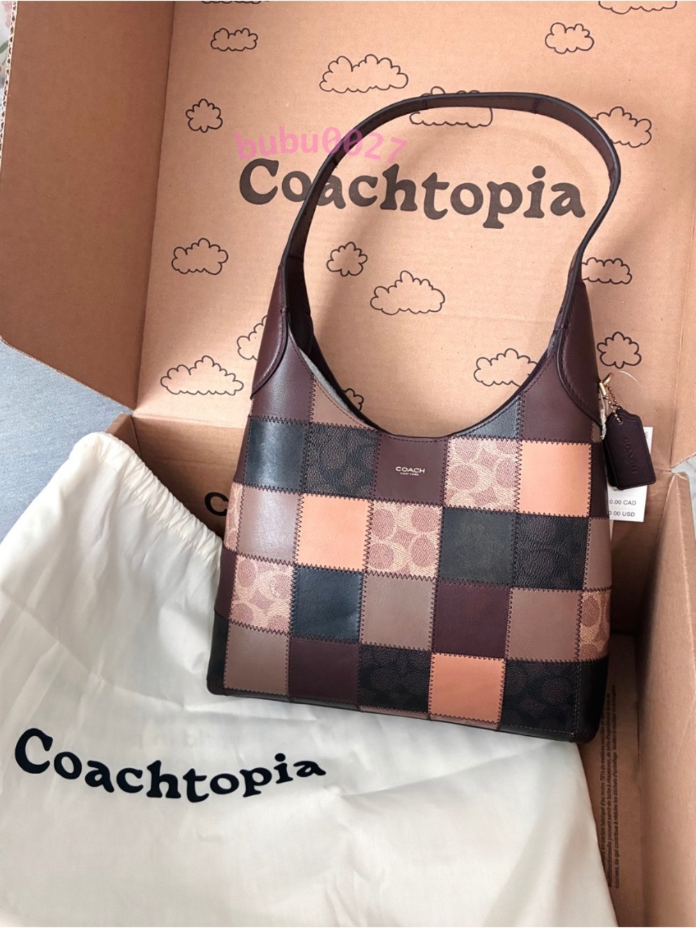 NWT🌞Coach Coachtopia Alter/Ego Brooklyn Shoulder Bag 28 CFN34 Brown Patchwork